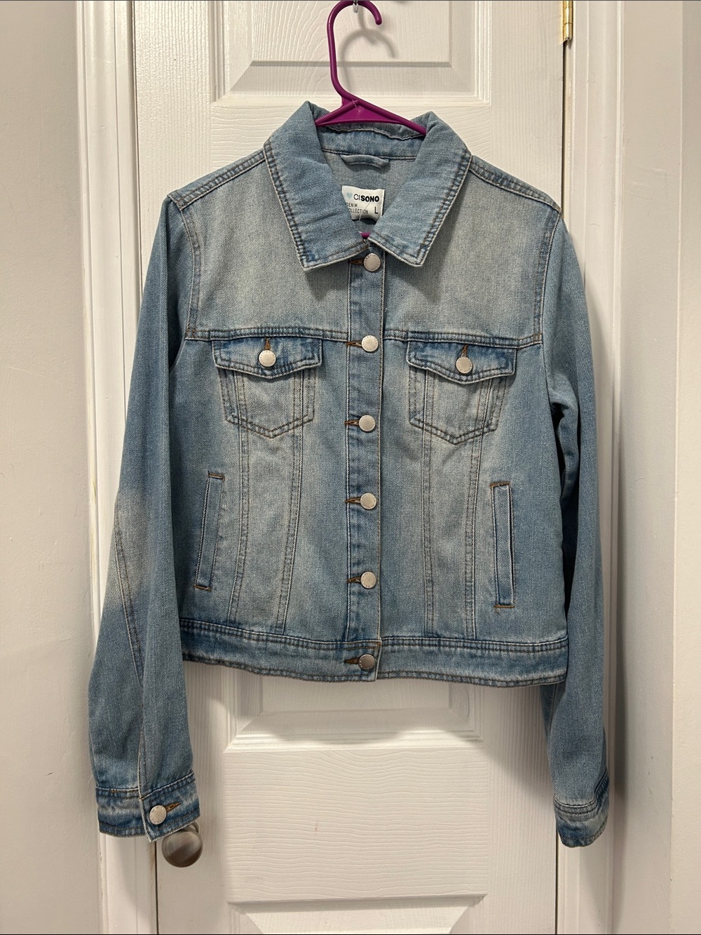 Ci Sono Light Blue Denim Jacket with Button Front